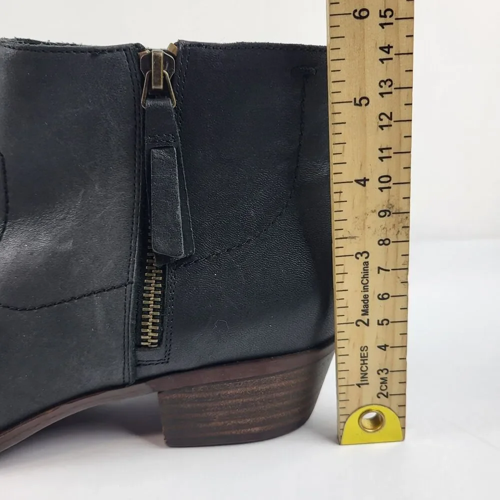 Lucky Brand Women’s Basel Side Zip Ankle charcoal black Leather Booties Size 9M